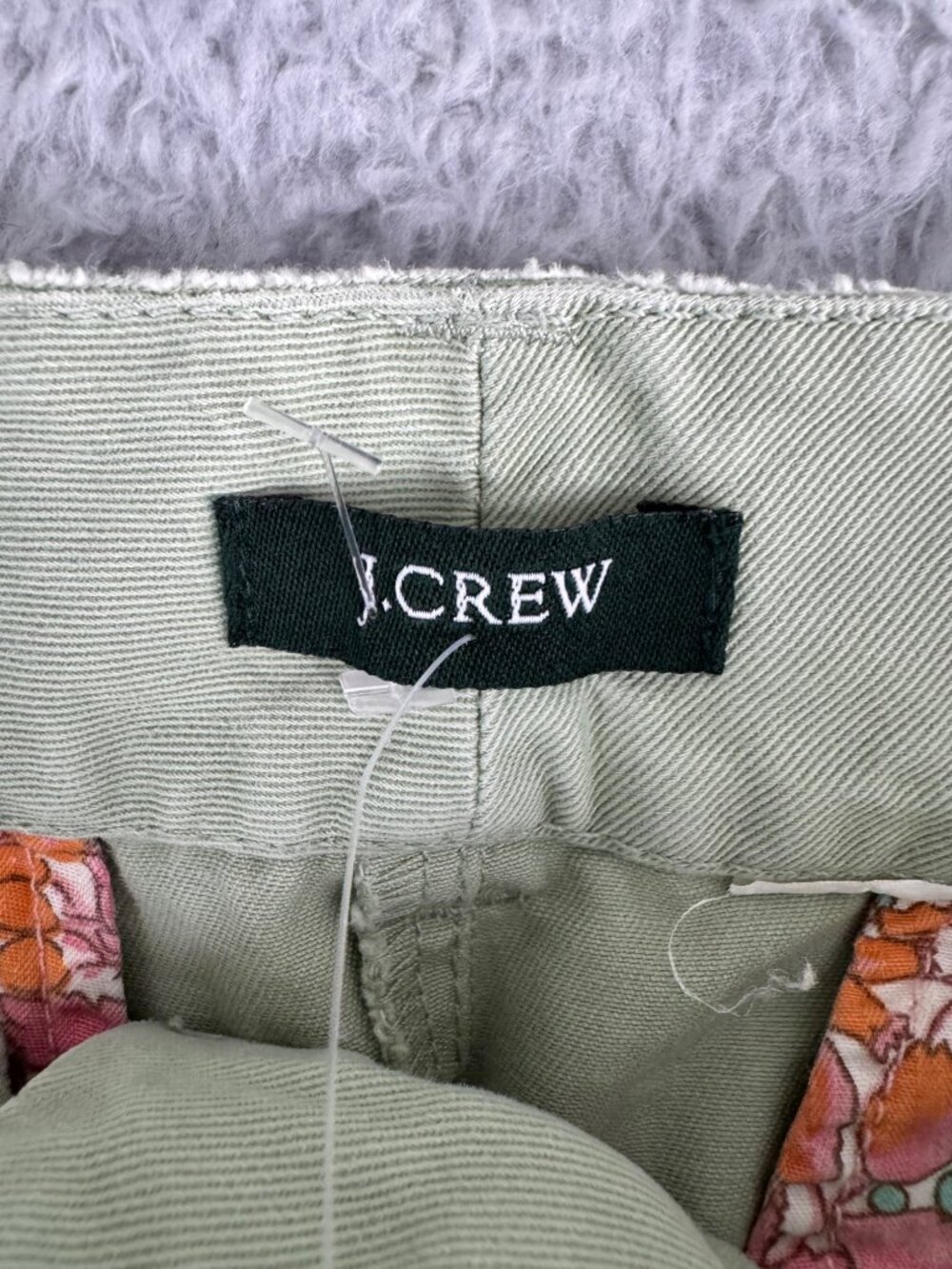 J.Crew Olive Green Twill Skirt Retro Pockets Floral-Lining Casual Travel - Picture 3 of 10